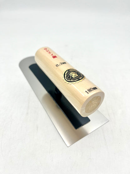 山西 ステンレス 波消し鏝 (先丸型 0.2mm厚 180mm)